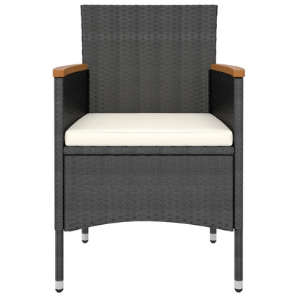 Set da Bistrot per Giardino 5pz Polyrattan Vetro Temperato Nero