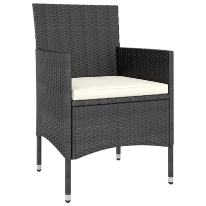 Set Pranzo da Giardino 3 pz  Polyrattan e Vetro Temperato Nero
