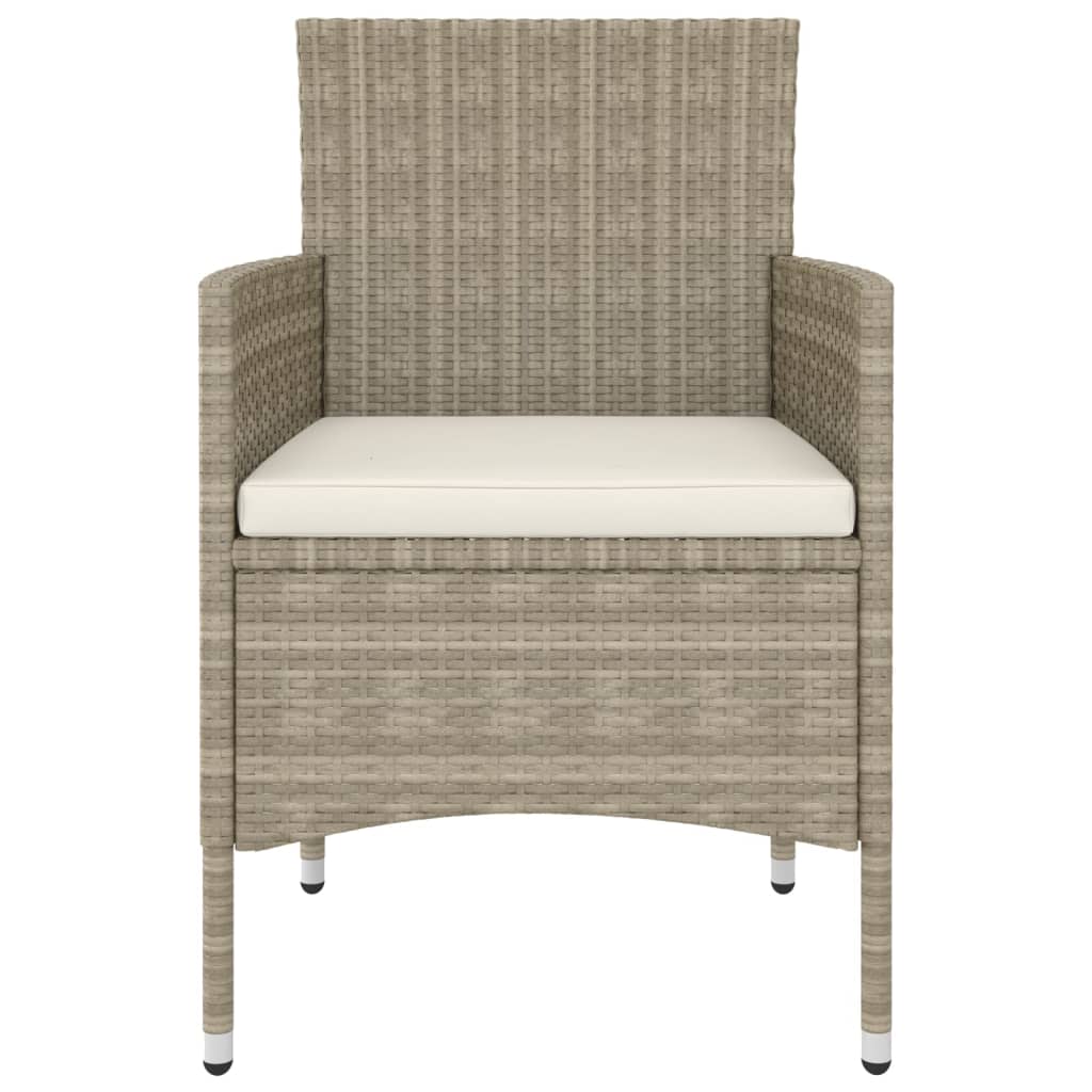 Set Pranzo da Giardino 3 pz Polyrattan e Vetro Temperato Beige