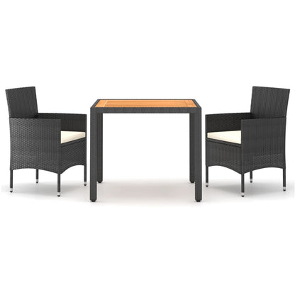 Set Mobili da Pranzo Giardino 3pz Polyrattan e Massello Acacia