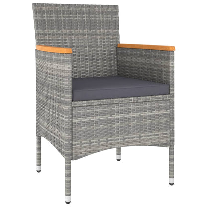 Set da Pranzo Giardino 3 pz Polyrattan e Massello Acacia Grigio