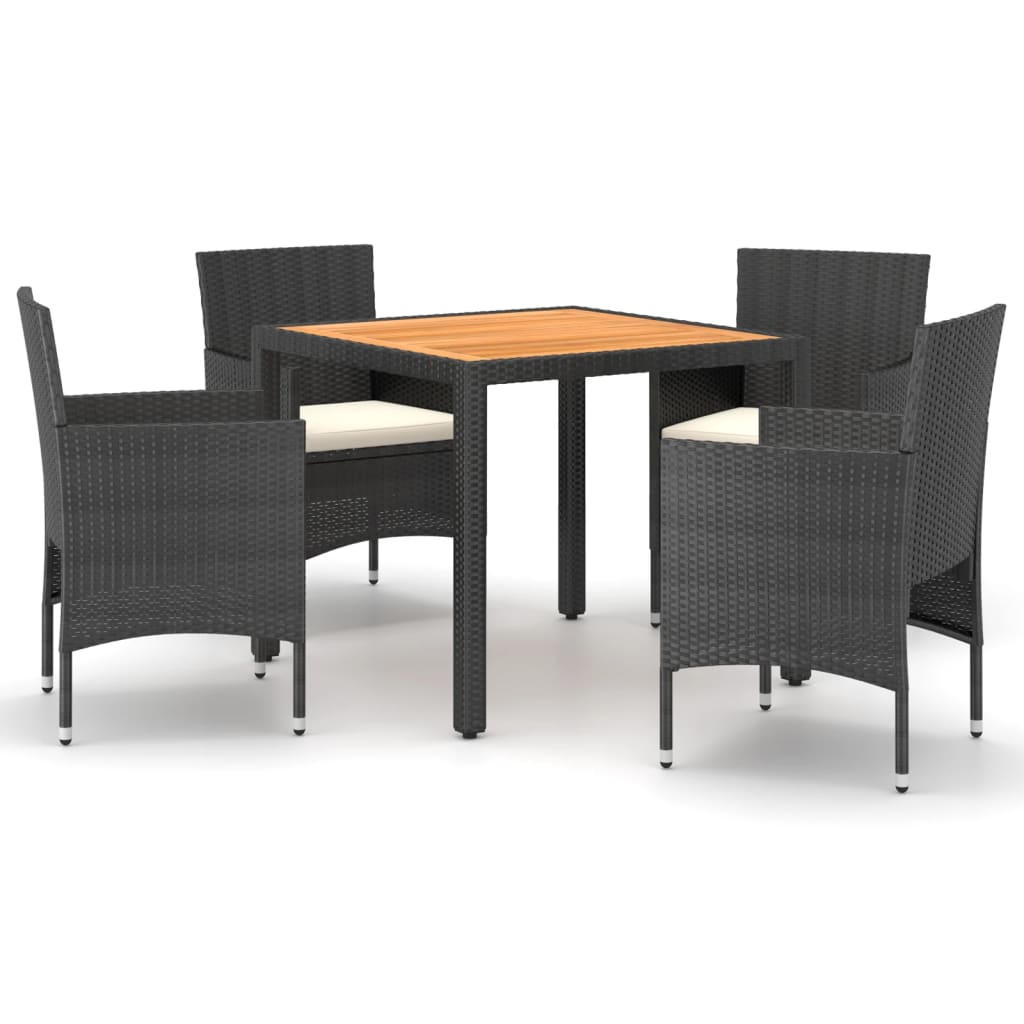 Set Mobili da Pranzo Giardino 5pz Polyrattan e Massello Acacia