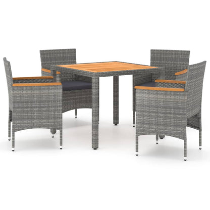 Set da Pranzo Giardino 5 pz Polyrattan e Massello Acacia Grigio