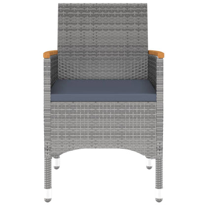 Set da Pranzo Giardino 5 pz Polyrattan e Vetro Temperato Grigio