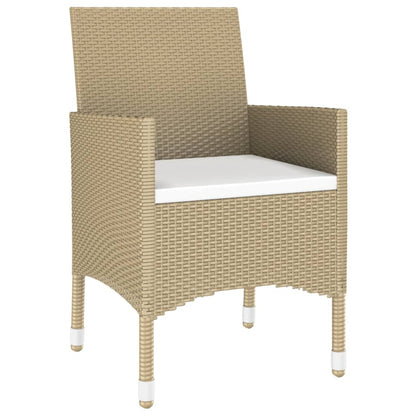 Set da Pranzo Giardino 7 pz Polyrattan e Vetro Temperato Beige