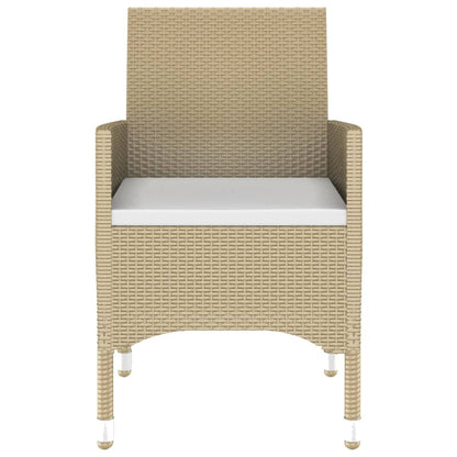 Set da Pranzo Giardino 7 pz Polyrattan e Vetro Temperato Beige