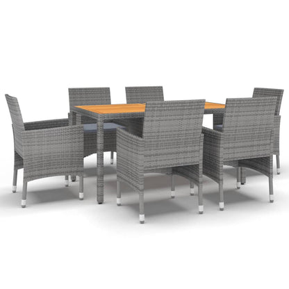 Set da Pranzo per Giardino 7 pz in Polyrattan Grigio