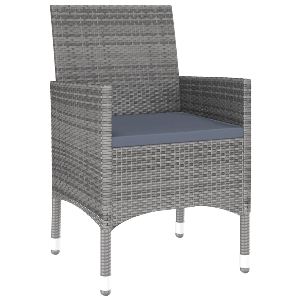 Set da Pranzo per Giardino 7 pz in Polyrattan Grigio