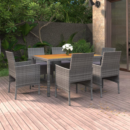Set da Pranzo per Giardino 7 pz in Polyrattan Grigio