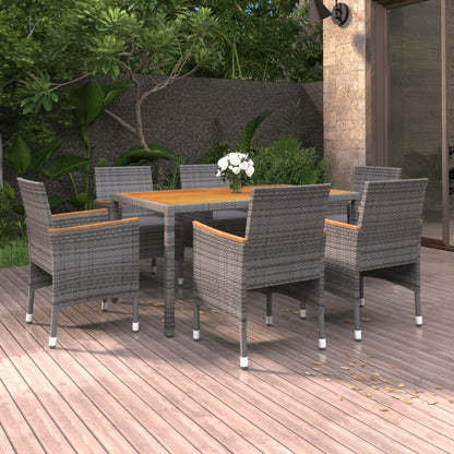 Set Mobili da Pranzo per Giardino 7 pz in Polyrattan Grigio