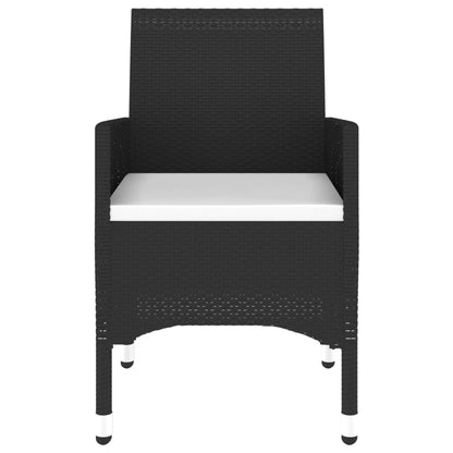 Set da Pranzo Giardino 7 pz Polyrattan e Vetro Temperato Nero