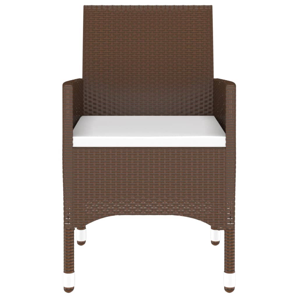 Set Pranzo da Giardino 7pz Polyrattan e Vetro Temperato Marrone