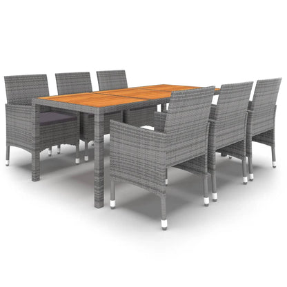 Set da Pranzo per Giardino 7 pz in Polyrattan Grigio