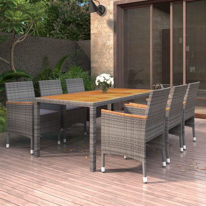 Set Mobili da Pranzo per Giardino 7 pz in Polyrattan Grigio