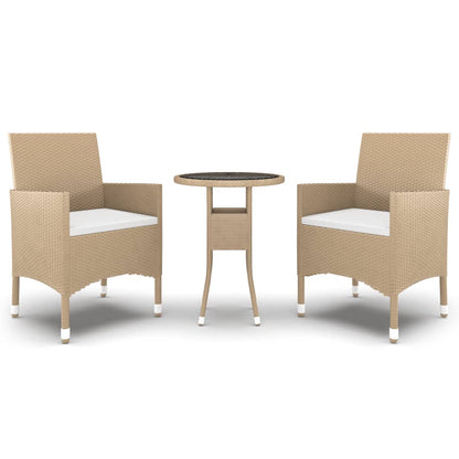 Set Mobili da Pranzo per Giardino 3 pz in Polyrattan Beige
