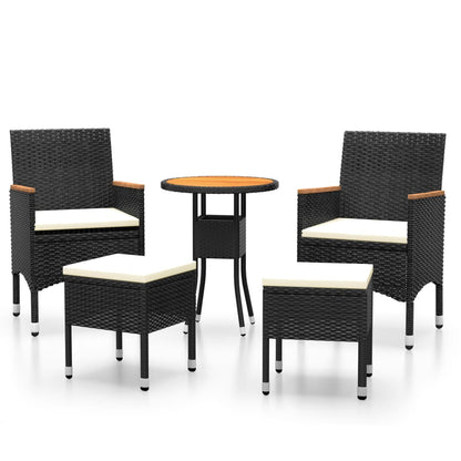 Set Salotto da Giardino 5 pz in Polyrattan Nero