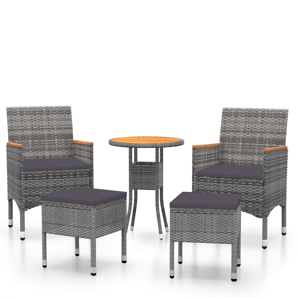 Set Divani da Giardino 5 pz in Polyrattan Grigio
