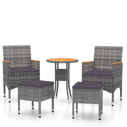 Set Divani da Giardino 5 pz in Polyrattan Grigio