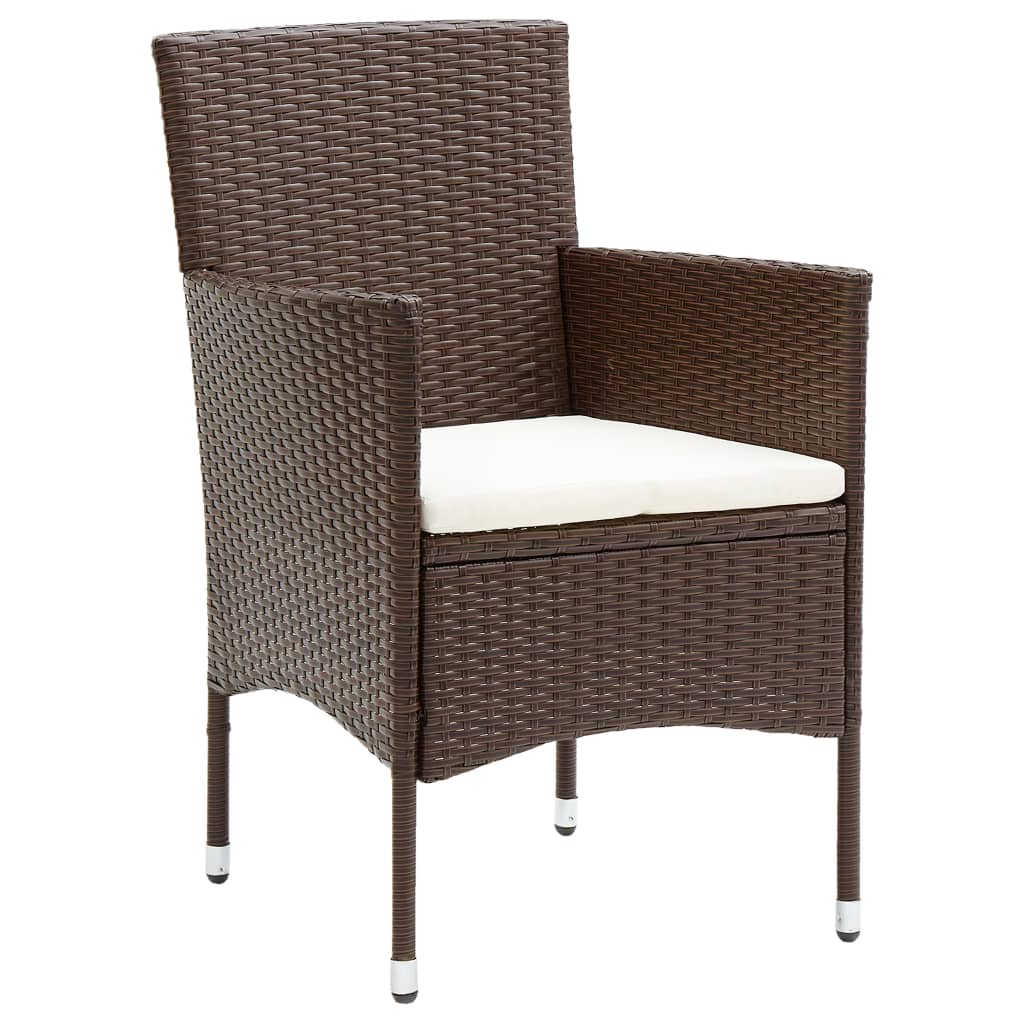Set da Pranzo per Giardino 3pz in Polyrattan Marrone