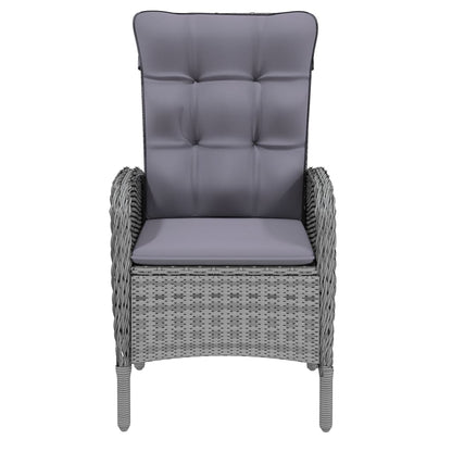 Set da Pranzo per Giardino 5 pz in Polyrattan Grigio