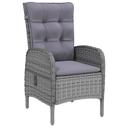 Set da Pranzo per Giardino 5 pz in Polyrattan Grigio