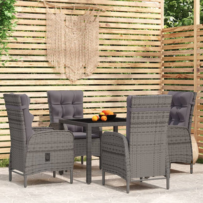 Set da Pranzo per Giardino 5 pz in Polyrattan Grigio