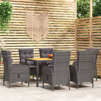 Set Mobili da Pranzo per Giardino 7 pz in Polyrattan Grigio