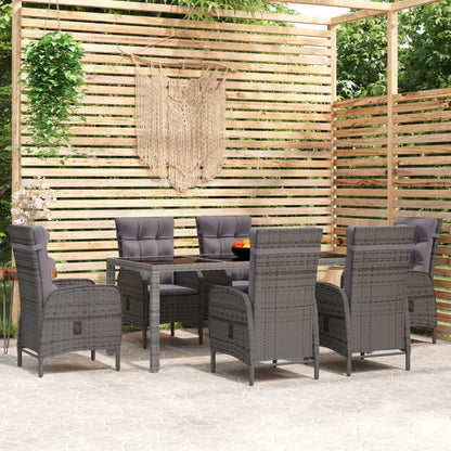 Set Mobili da Pranzo per Giardino 7 pz in Polyrattan Grigio