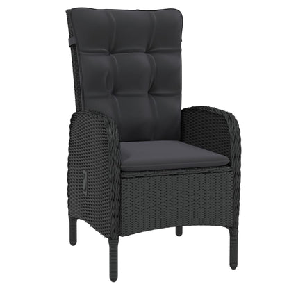 Set da Pranzo per Giardino 7 pz in Polyrattan Nero