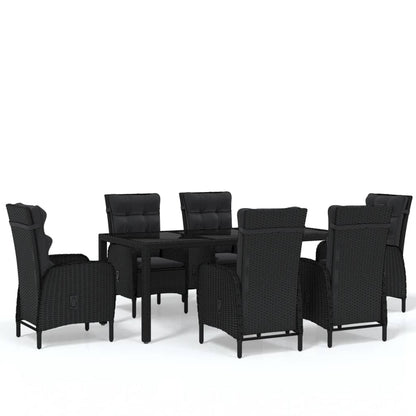 Set Mobili da Pranzo per Giardino 7 pz Polyrattan Nero