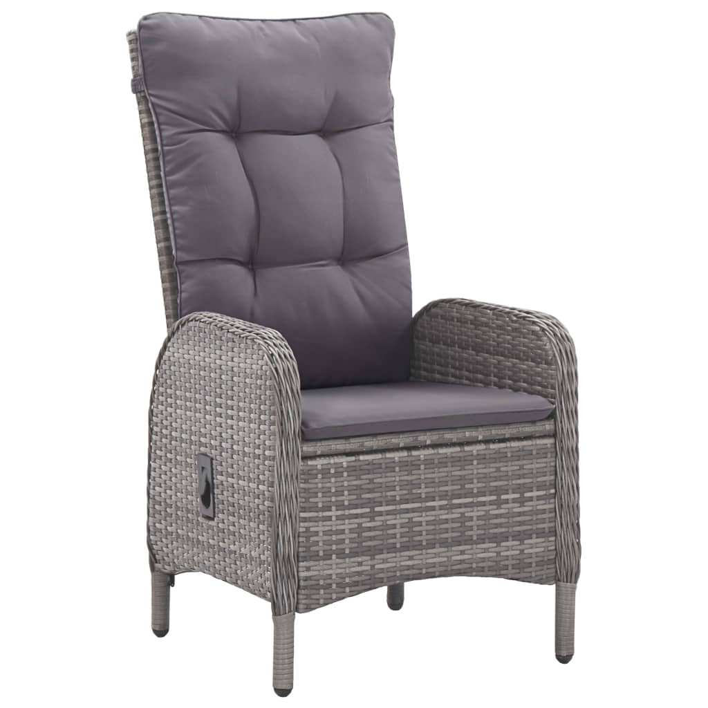 Set da Pranzo da Giardino 3 pz in Polyrattan e Vetro Grigio