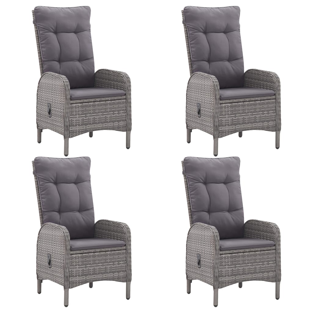 Set da Pranzo da Giardino 5 pz in Polyrattan e Acacia Grigio