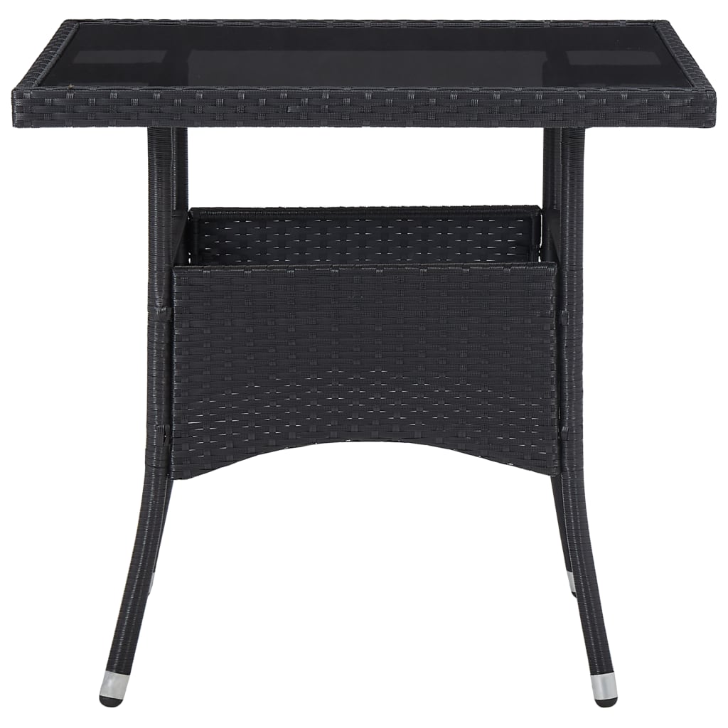 Set Mobili da Pranzo per Giardino 5 pz Polyrattan e Vetro Nero