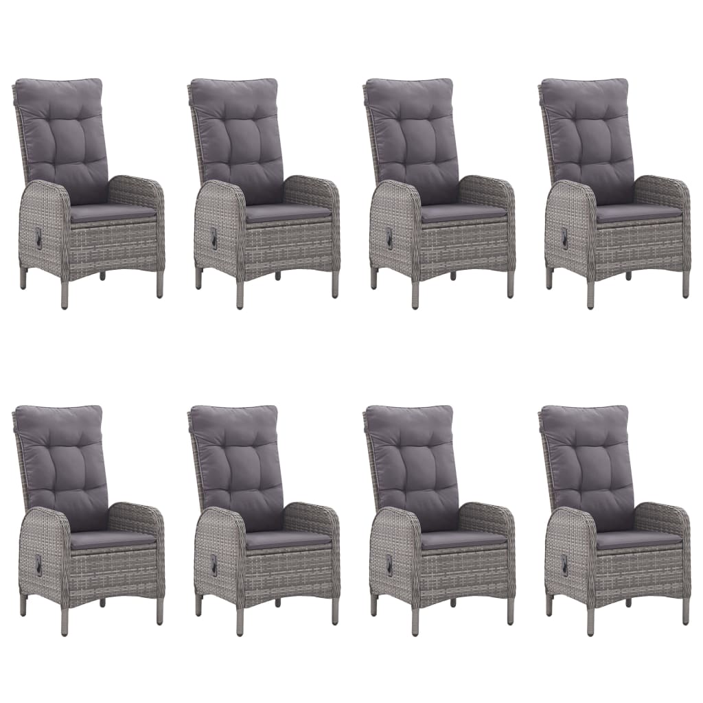 Set da Pranzo da Giardino 9 pz in Polyrattan e Acacia Grigio