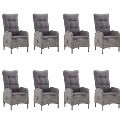 Set da Pranzo da Giardino 9 pz in Polyrattan e Acacia Grigio