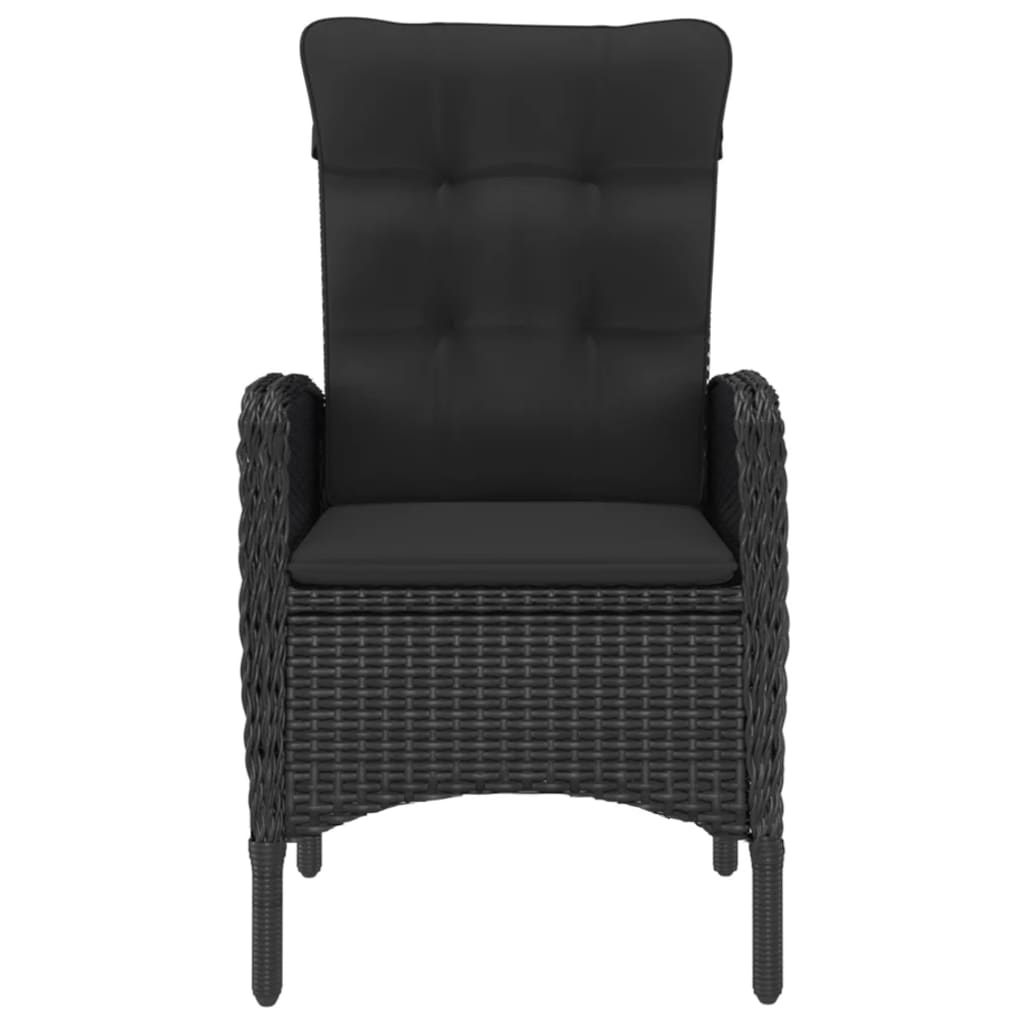 Set da Pranzo da Giardino 9 pz in Polyrattan e Vetro Nero