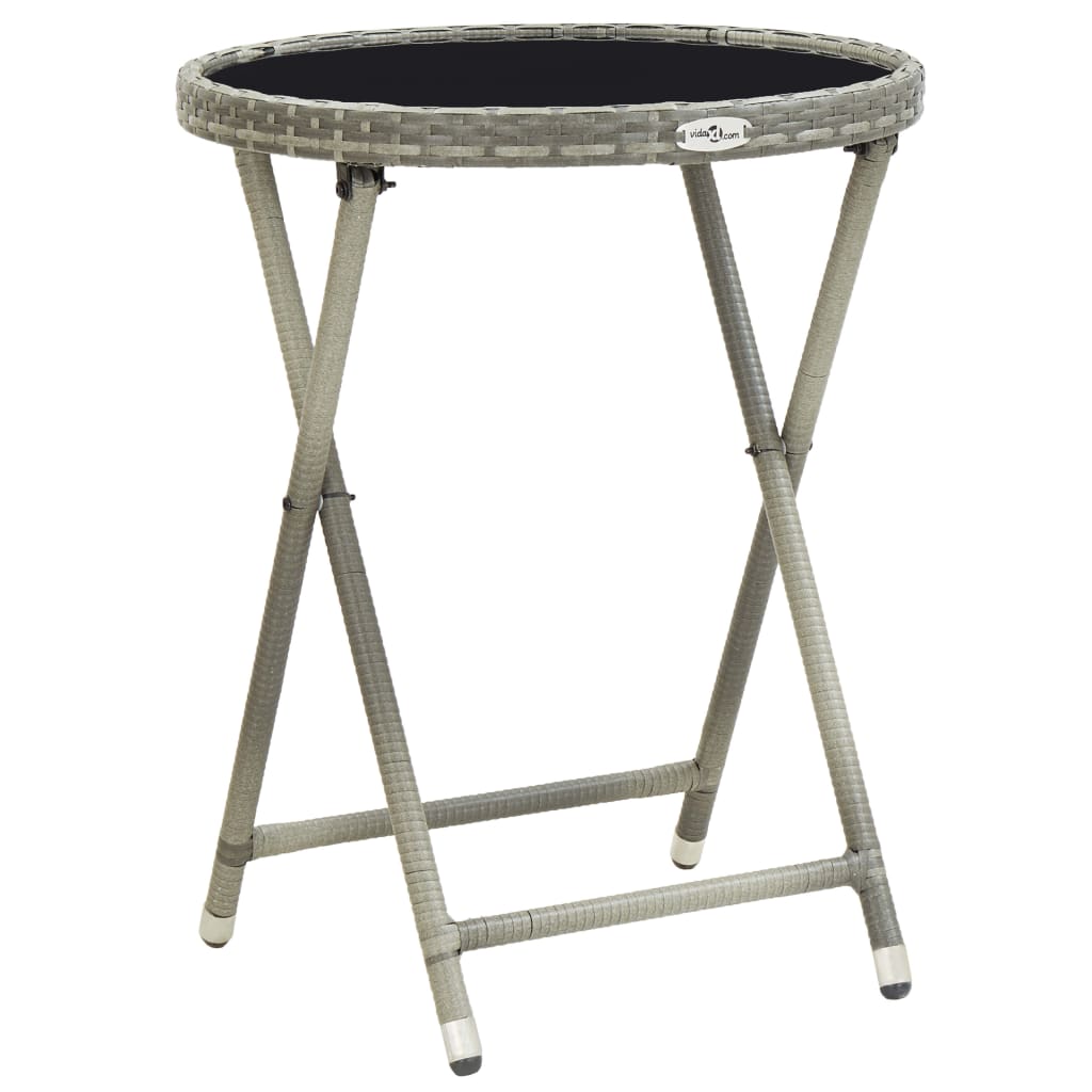 Set da Bistrot da Giardino 3 pz in Polyrattan e Vetro Grigio