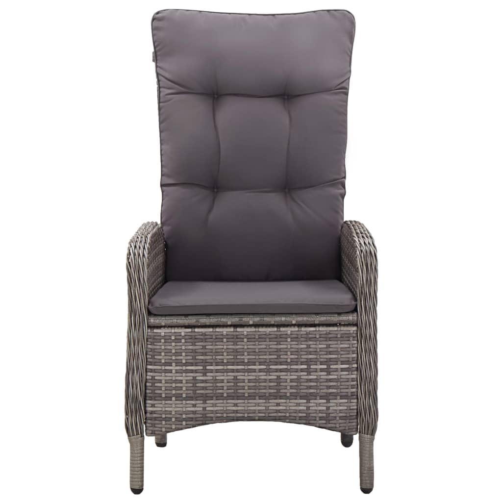 Set da Bistrot per Giardino 3 pz in Polyrattan Grigio