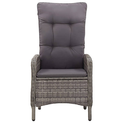 Set da Bistrot per Giardino 3 pz in Polyrattan Grigio