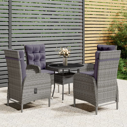Set da Bistrot per Giardino 5 pz in Polyrattan Grigio