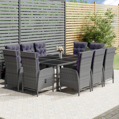 Set Pranzo da Giardino 11pz in Polyrattan Grigio