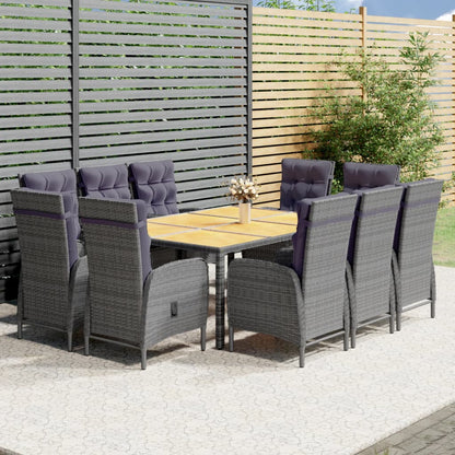 Set Pranzo da Giardino 11pz in Polyrattan Grigio