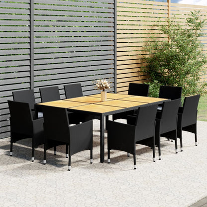 Set da Pranzo da Giardino 11 pz in Polyrattan Nero
