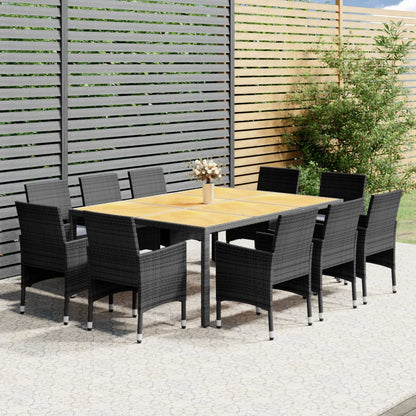Set Pranzo da Giardino 11pz in Polyrattan Grigio