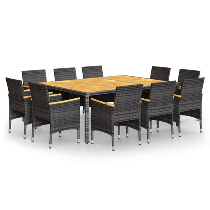 Set Pranzo da Giardino 11pz in Polyrattan Grigio