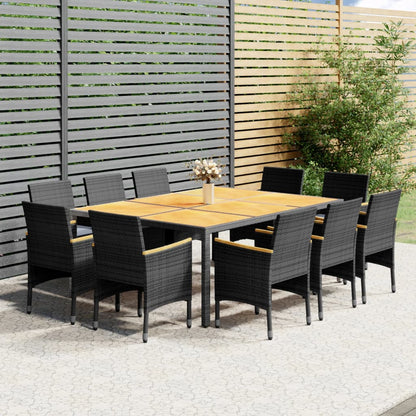 Set Pranzo da Giardino 11pz in Polyrattan Grigio