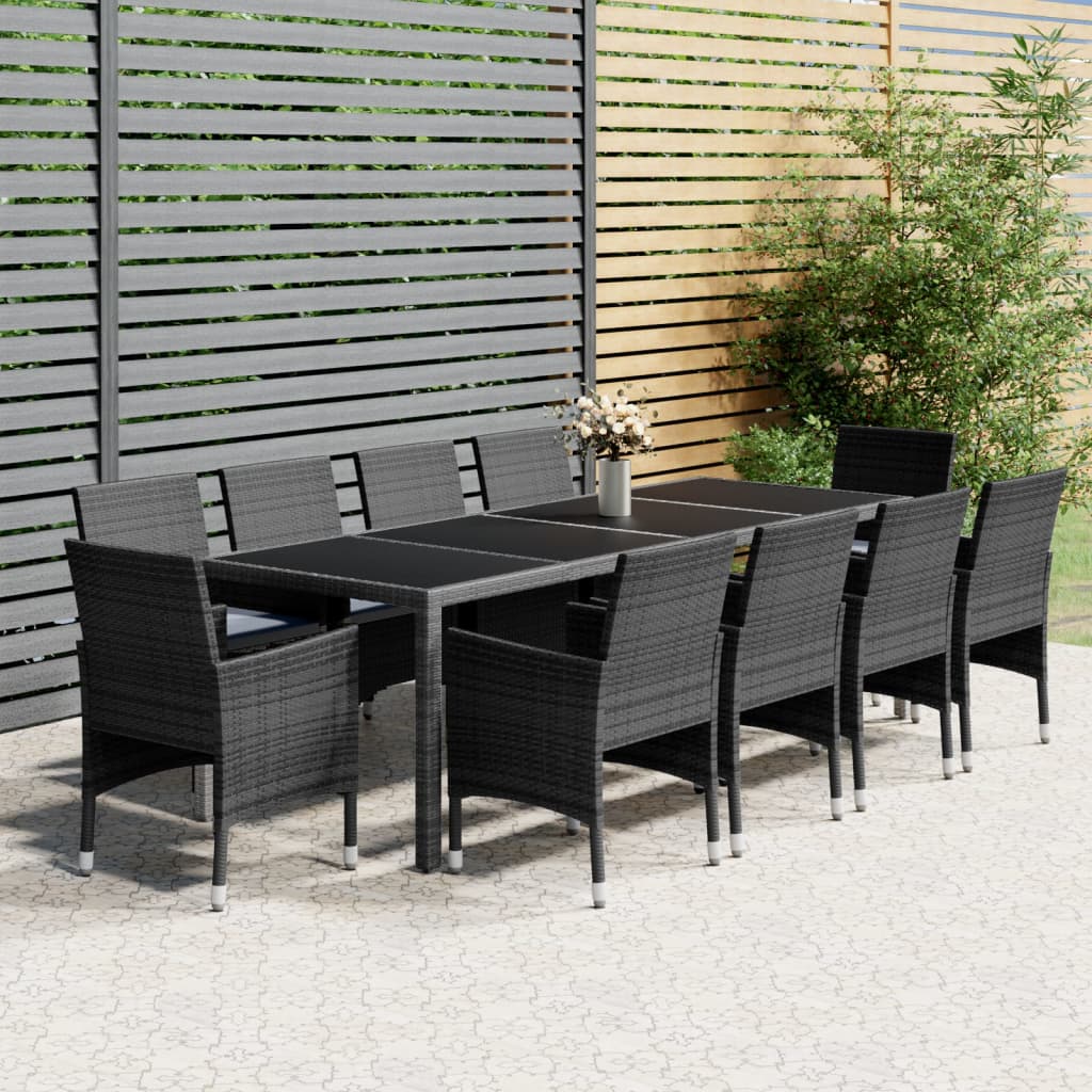 Set Pranzo da Giardino 11pz in Polyrattan Grigio