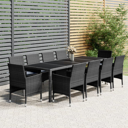 Set Pranzo da Giardino 11pz in Polyrattan Grigio