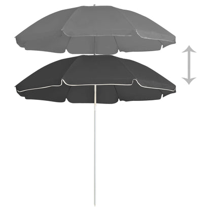 Ombrellone Giardino con Palo in Acciaio Antracite 180 cm
