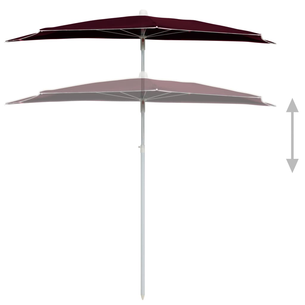 Ombrellone Semicircolare da Giardino con Palo 180x90 cm BordÃ²